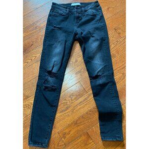 Flying Monkey Jeans Women 24 Black Skinny Fit Mid-rise Ankle Stretch Distressed